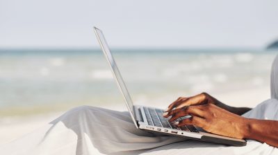 Working on the beach